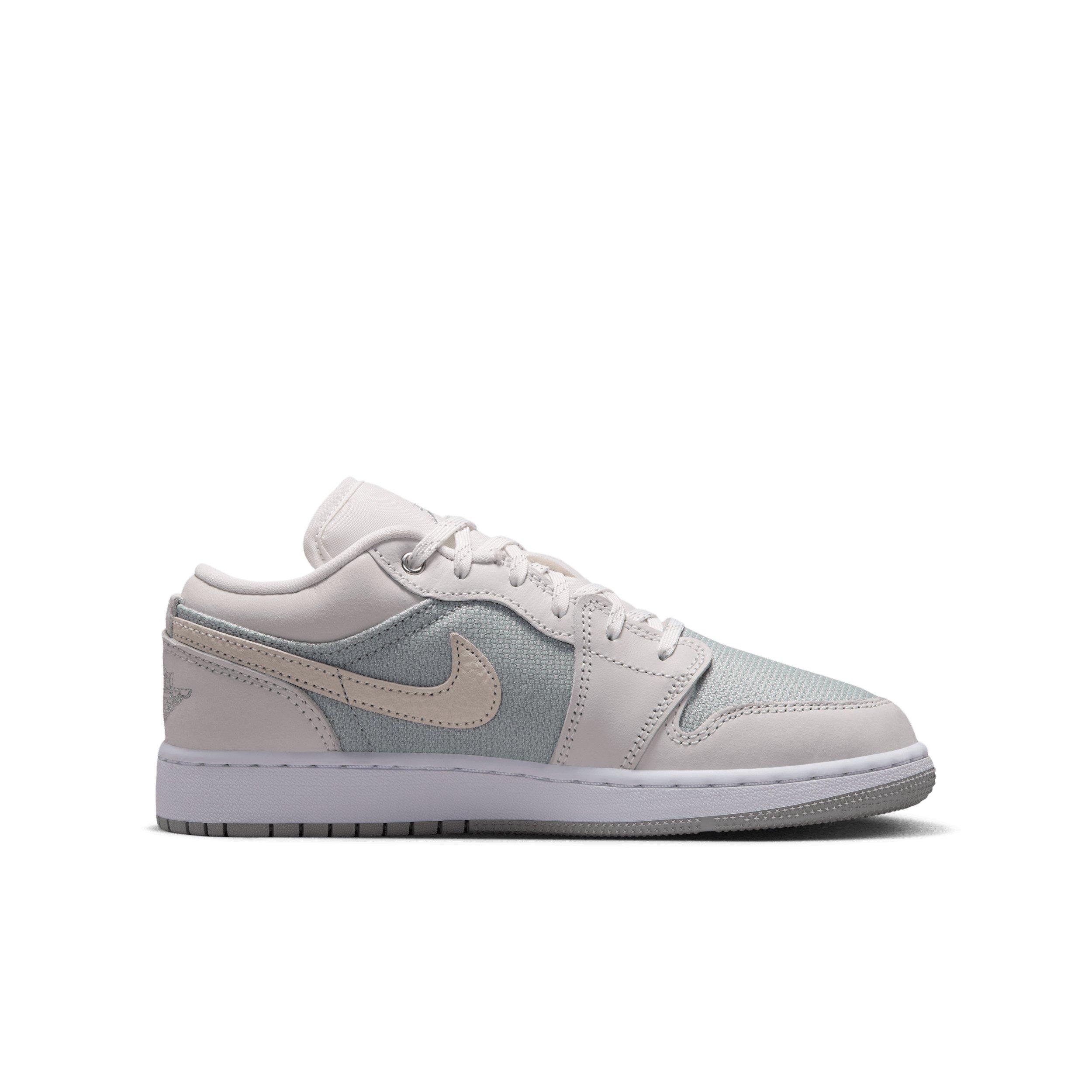 Jordan 1 Low SE "Off White/Soft Pearl/Light Smoke Grey" Grade School Boys' Shoe - OFF WHITE/PEARL/LT GREY